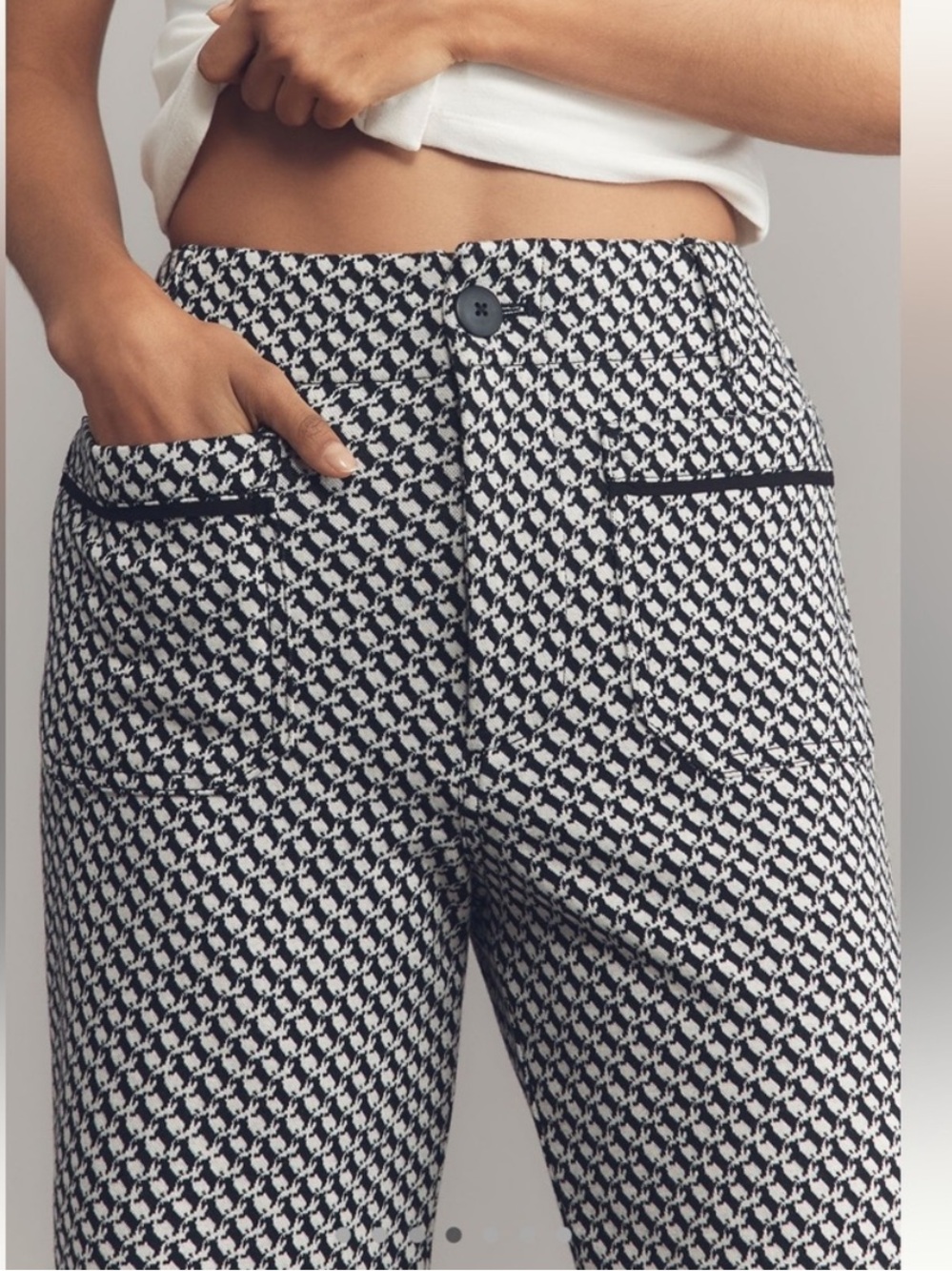 Maeve The Colette Knit Black & White Wide-Leg Patterned Pants! - Picture 3 of 13